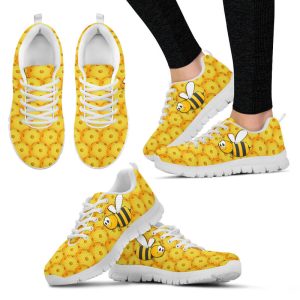 Pickleball Ball Yellow Pattern Bee Shoes Sneakers, Running Shoes